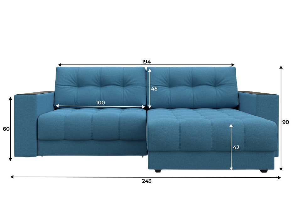 Диван угловой с декором Лига-049 НПБ (амур 10 голубой)