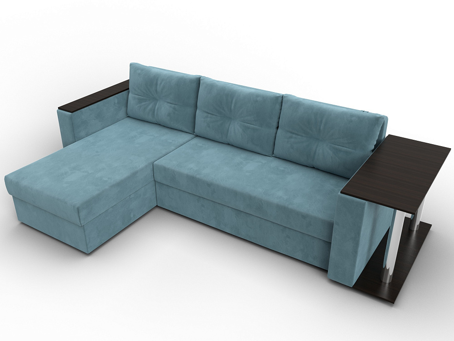 Диван угловой Атланта со столом левый угол (seven 113 бирюзовый)