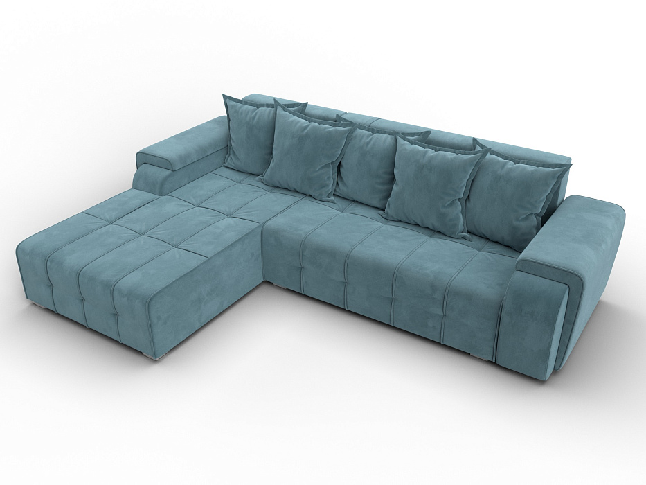Диван угловой Лига-121 левый угол (seven 113 бирюзовый)