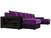 П-образный диван Дубай полки слева (фиолетовый\черный цвет)