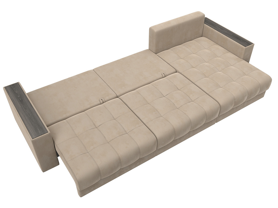 Диван угловой с декором Лига-049 НПБ Лонг (seven 729 бежевый)