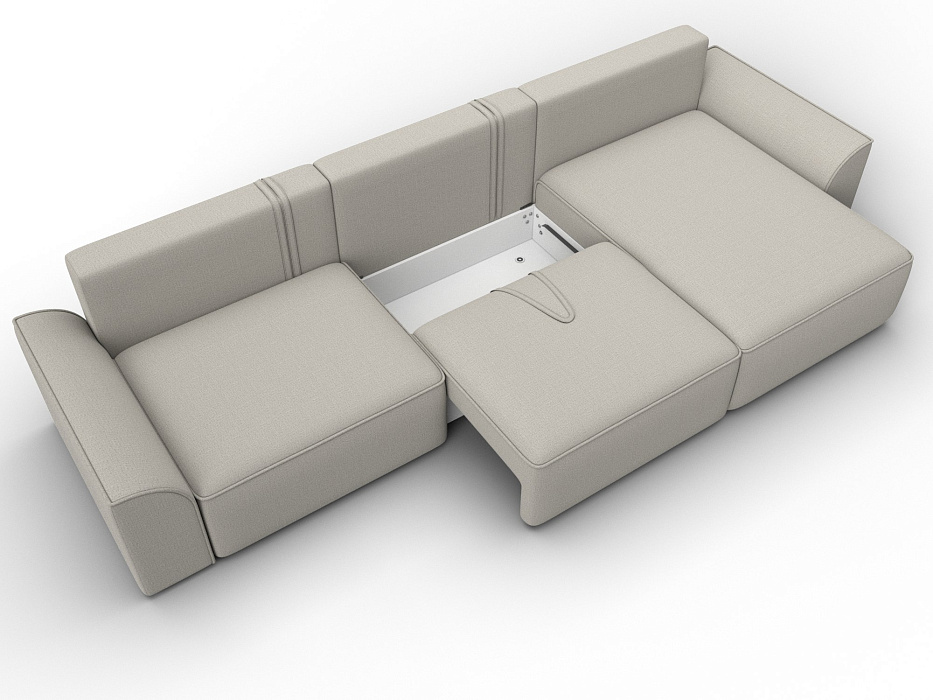 Диван угловой Лига-048 НПБ лонг (амур 02 бежевый)