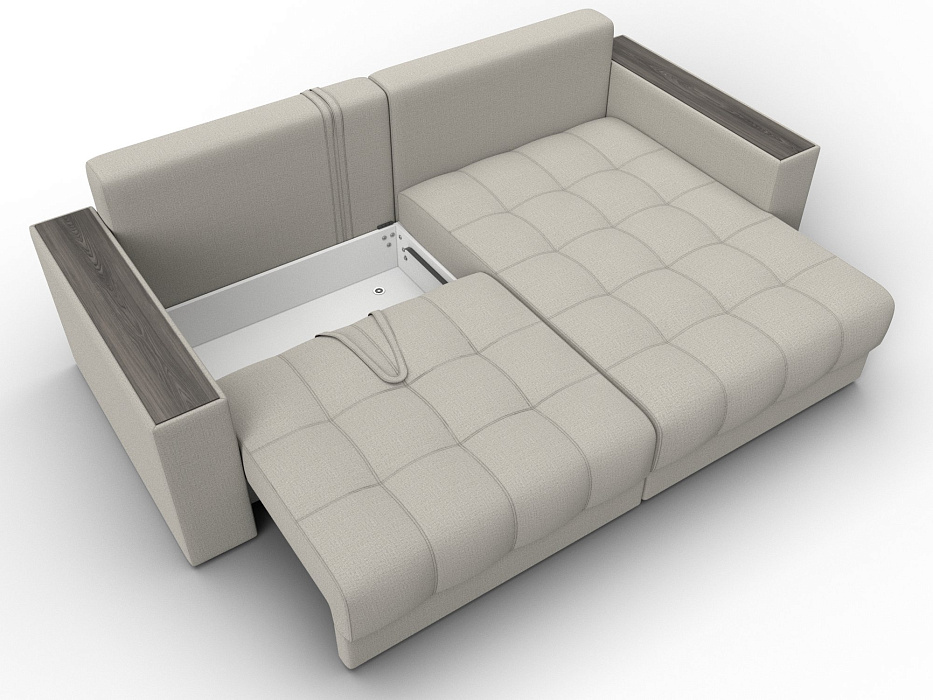 Диван угловой с декором Лига-049 НПБ (амур 02 бежевый)