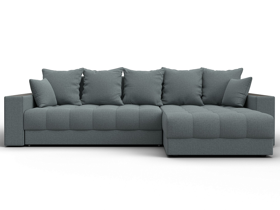 Диван угловой с декором и полкой Лига-050 НПБ (амур 07 серый)