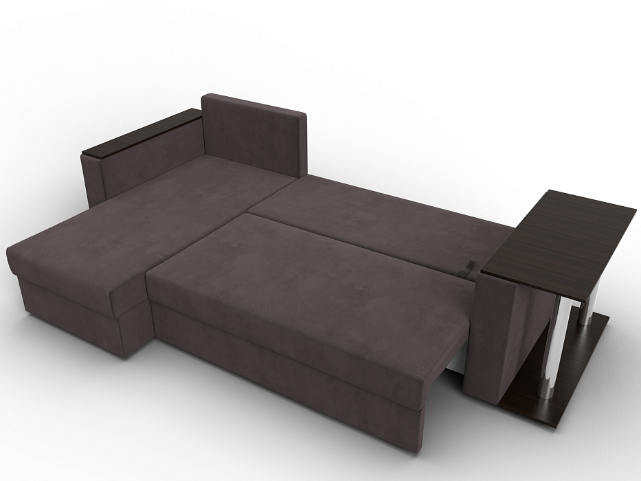 Диван угловой Атланта со столом левый угол (seven 727 коричневый)