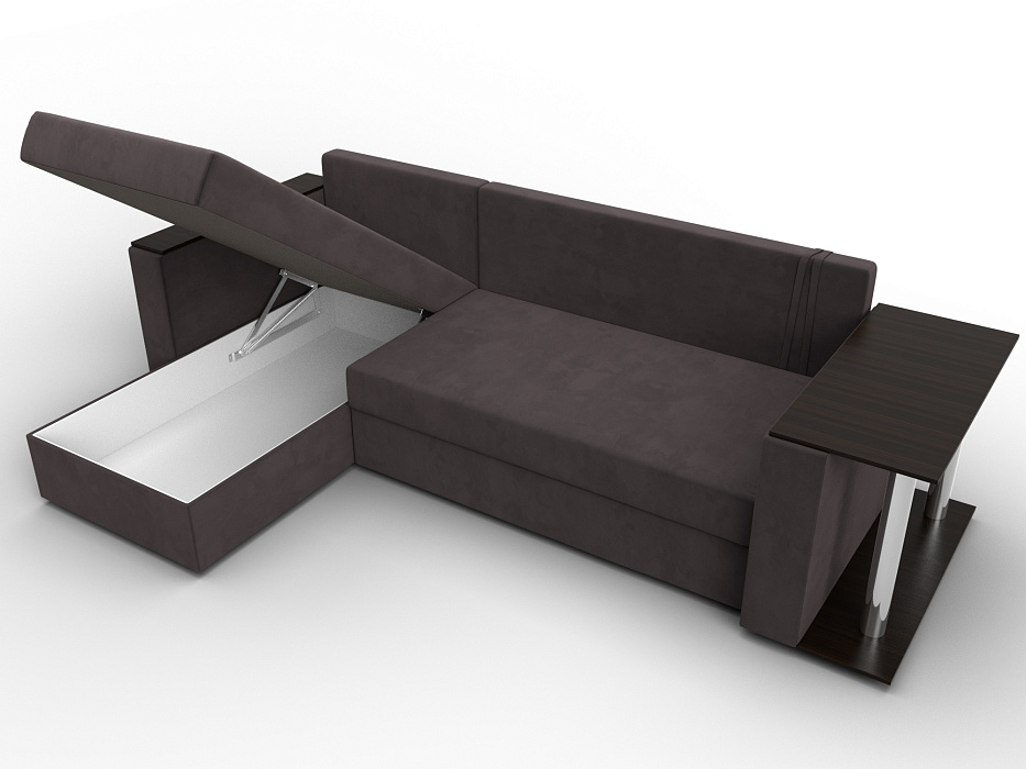 Диван угловой Атланта со столом левый угол (seven 727 коричневый)