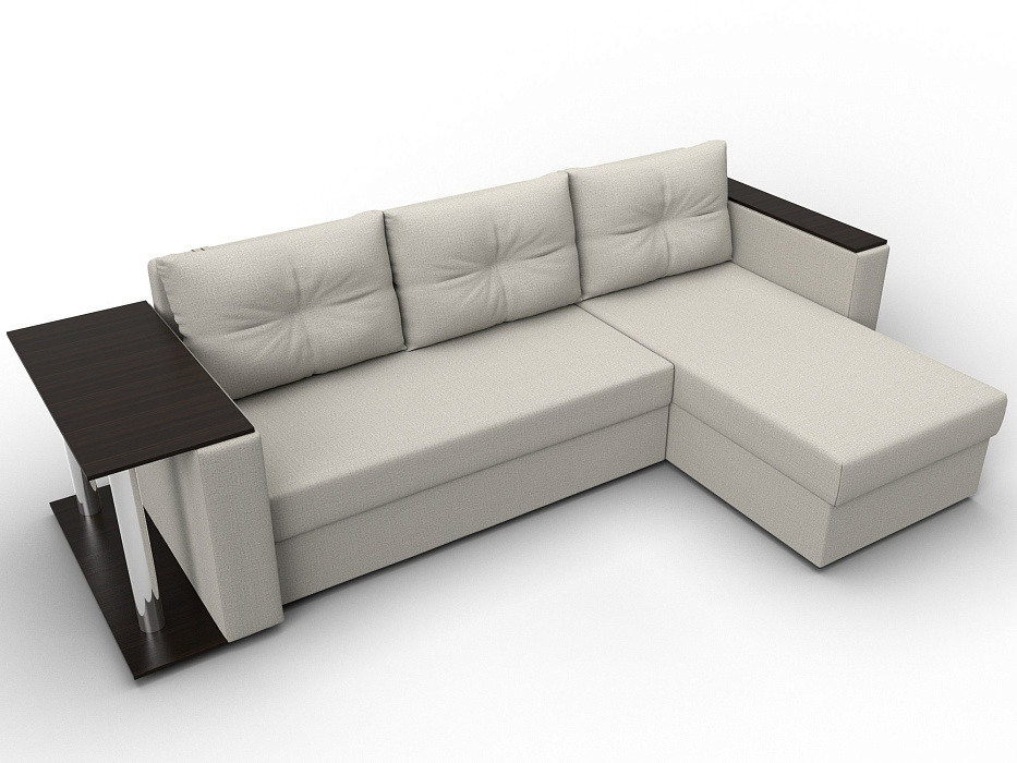 Диван угловой Атланта со столом правый угол (амур 02 бежевый)