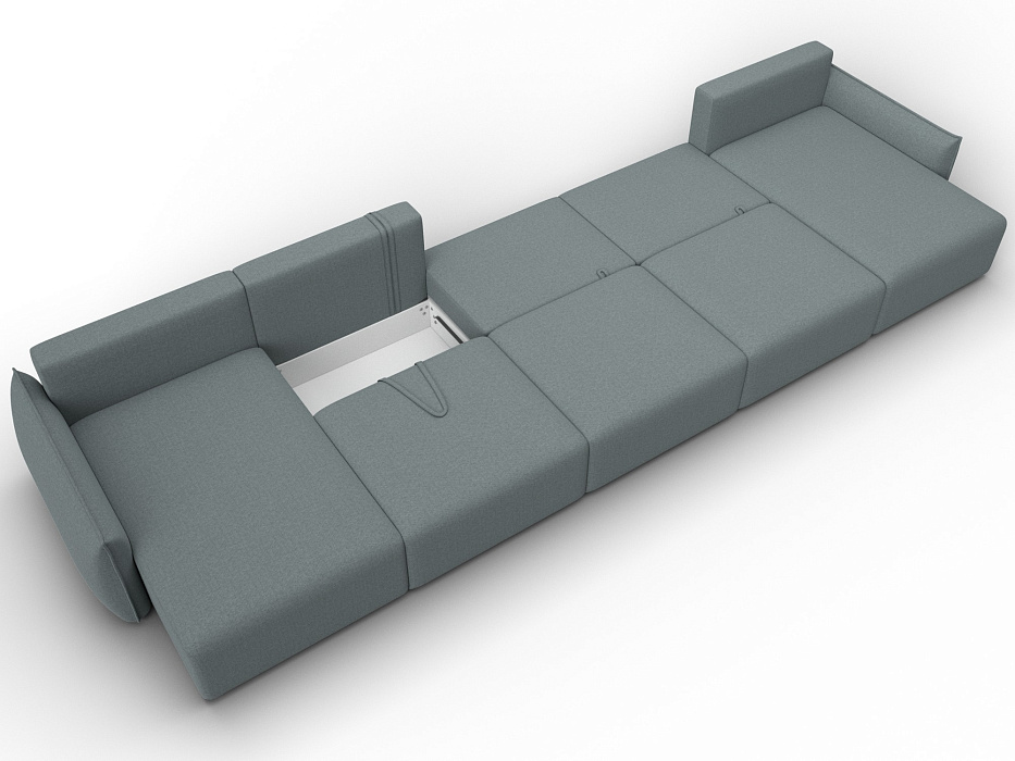 Диван П-образный Лига-051 НПБ МегаЛонг (амур 07 серый)