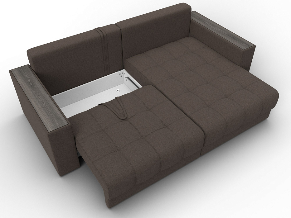 Диван угловой с декором Лига-049 НПБ (амур 05 коричневый)