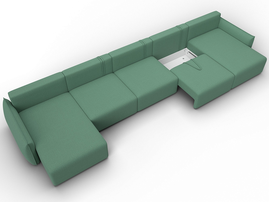 Диван П-образный Лига-051 НПБ МегаЛонг (амур 11 зеленый)