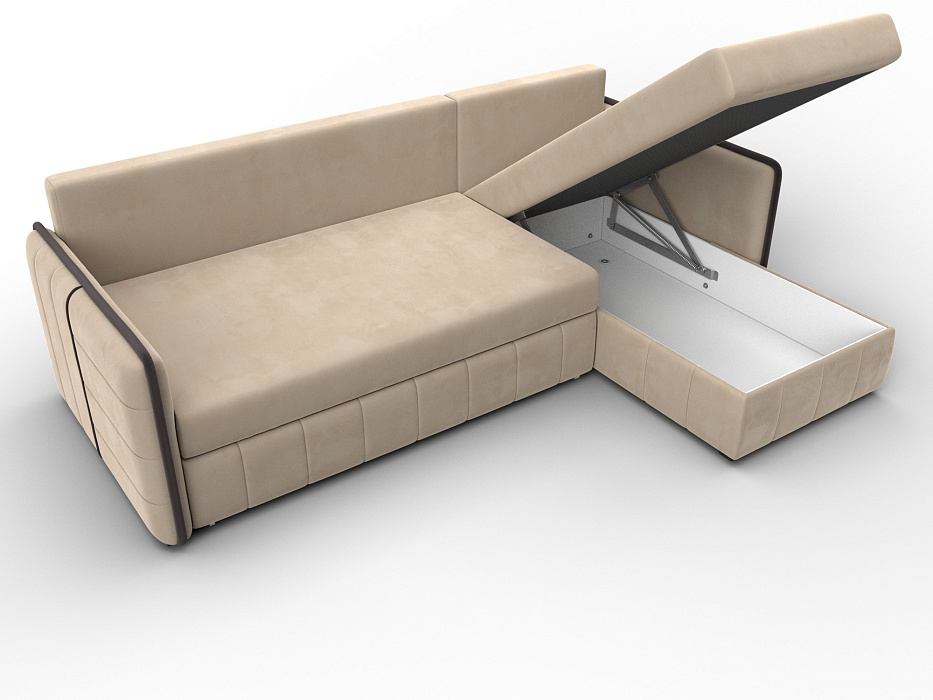 Диван угловой Лига-078 угол универсальный (seven 729 бежевый;seven 727 коричневый)