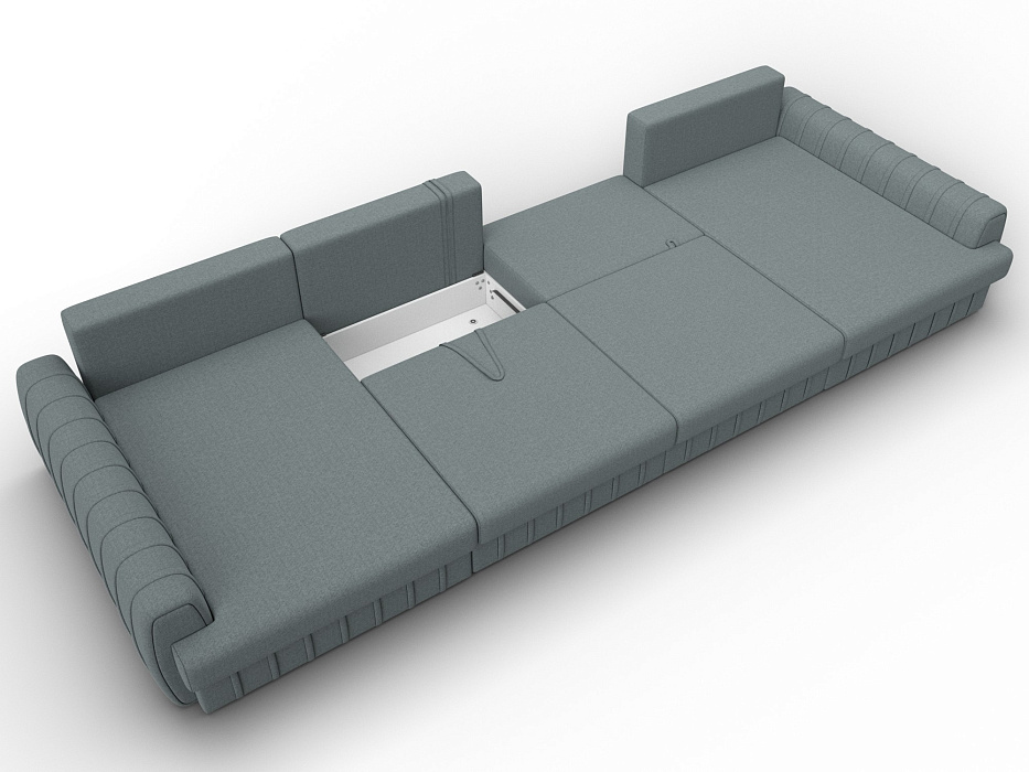 Диван П-образный Лига-057 НПБ Лонг (амур 07 серый)