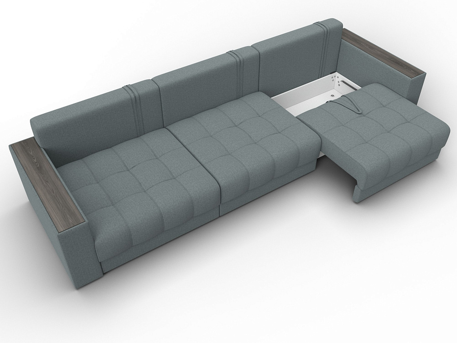 Диван прямой с декором Лига-049 НПБ Лонг (амур 07 серый)