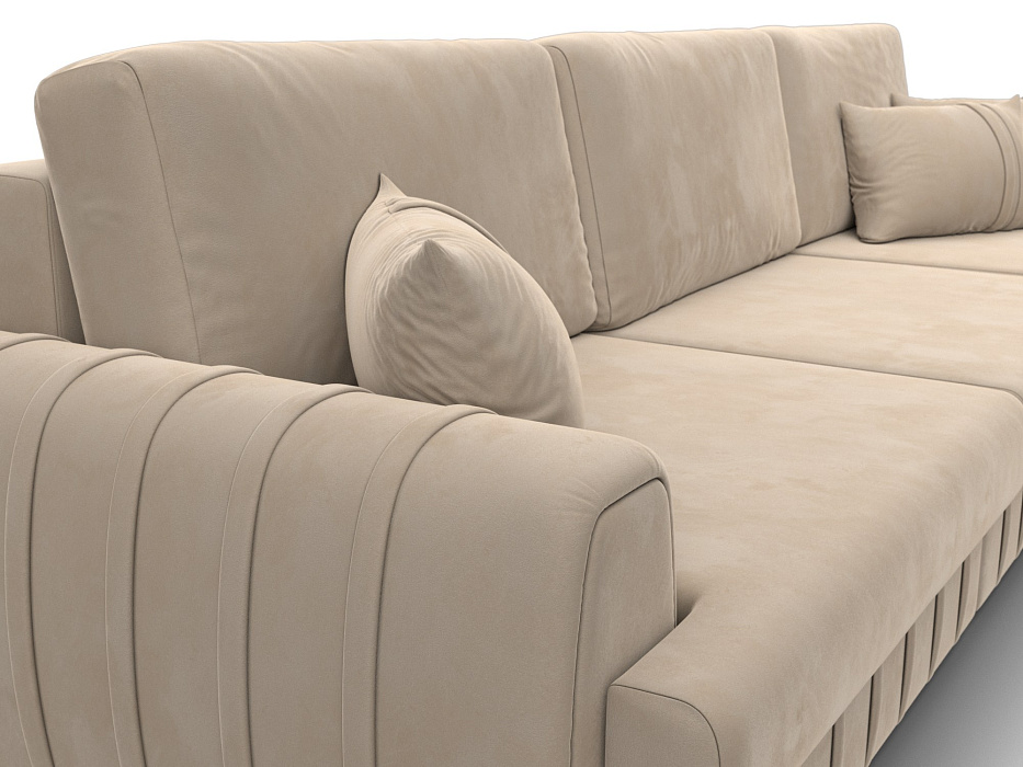 Диван угловой Лига-057 НПБ Лонг угол правый (seven 729 бежевый)