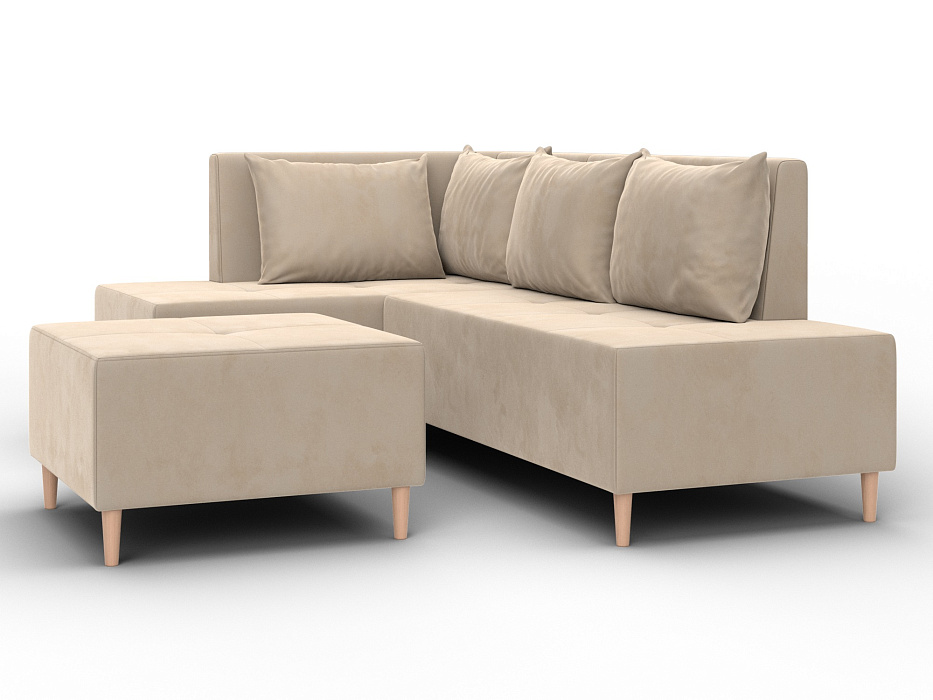 Диван угловой модульный с пуфом Лига-126 угол левый (seven 729 бежевый)