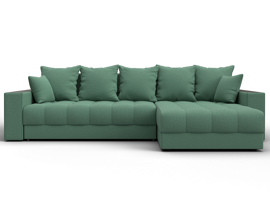 Диван угловой с декором и полкой Лига-050 НПБ (амур 11 зеленый)