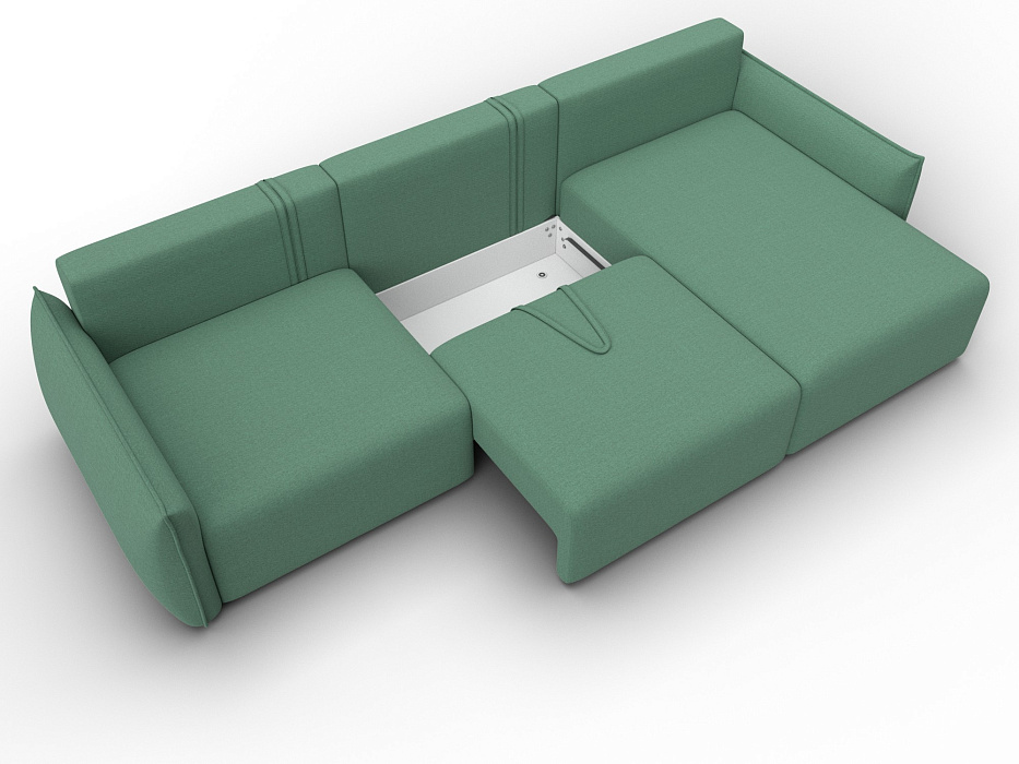 Диван угловой Лига-051 НПБ Лонг угол универсальный (амур 11 зеленый)