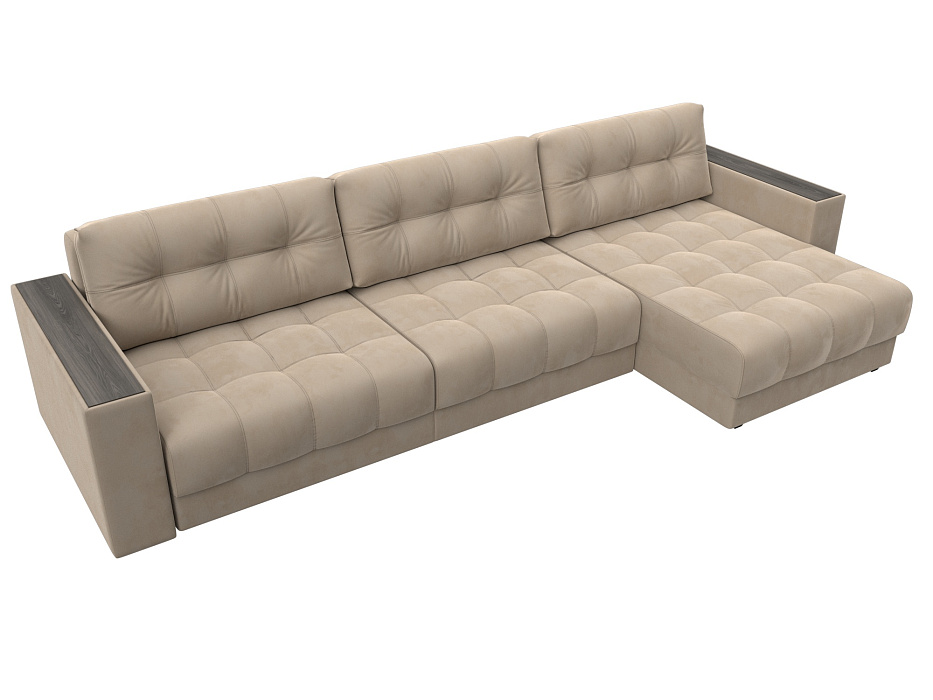 Диван угловой с декором Лига-049 НПБ Лонг (seven 729 бежевый)