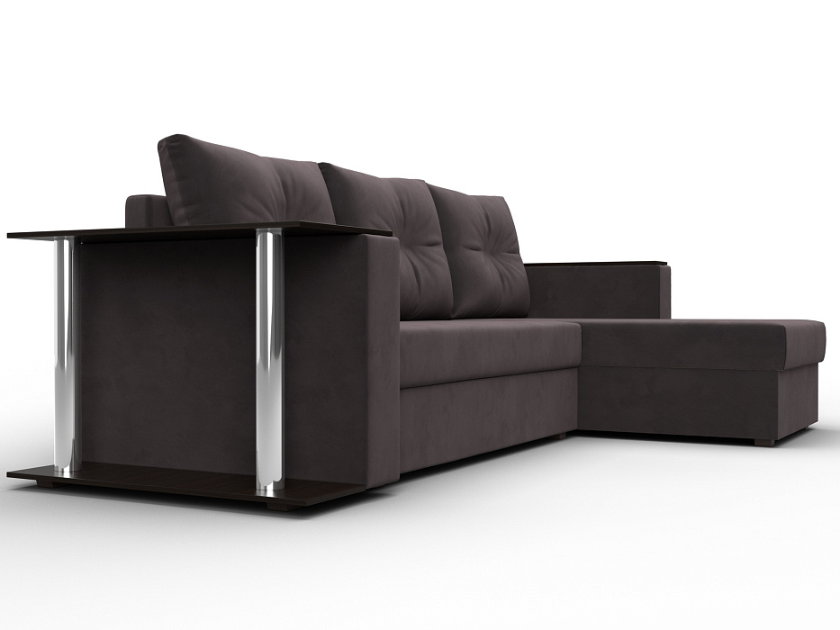 Диван угловой Атланта со столом правый угол (seven 727 коричневый)