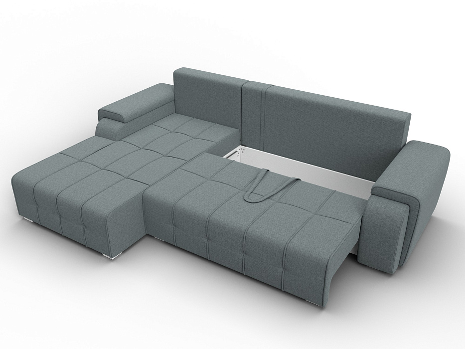 Диван угловой Лига-121 левый угол (амур 07 серый)