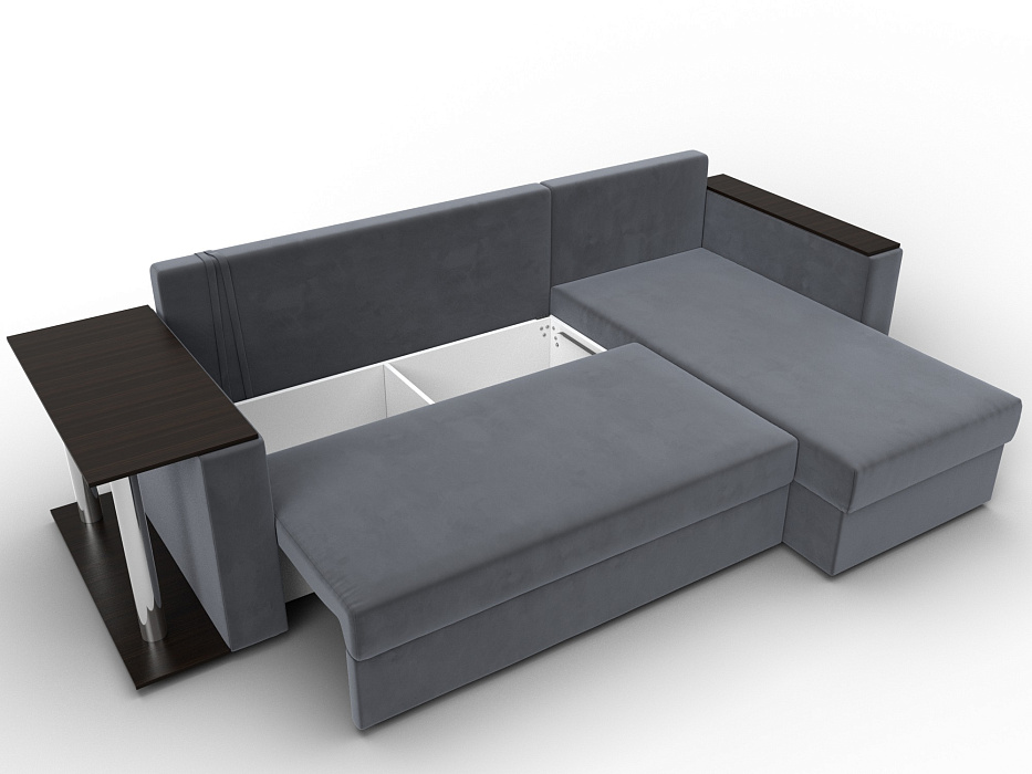 Диван угловой Атланта со столом правый угол (seven 17 серый)