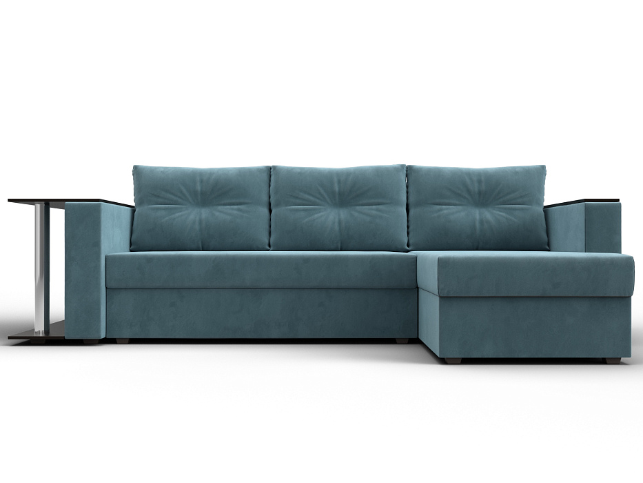 Диван угловой Атланта со столом правый угол (seven 113 бирюзовый)