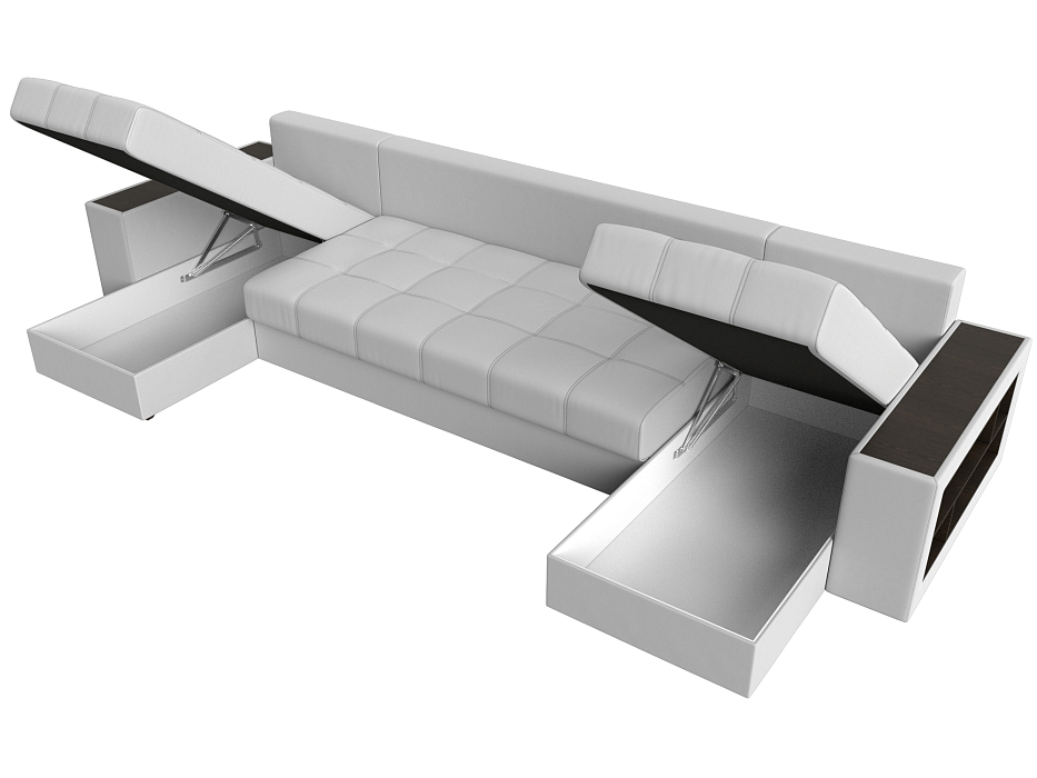 Диван П-образный Дубай полки справа (белый)