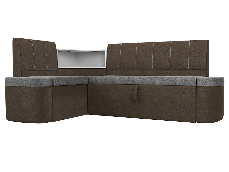 Кухонный угловой диван Тефида левый угол (серый\коричневый цвет)