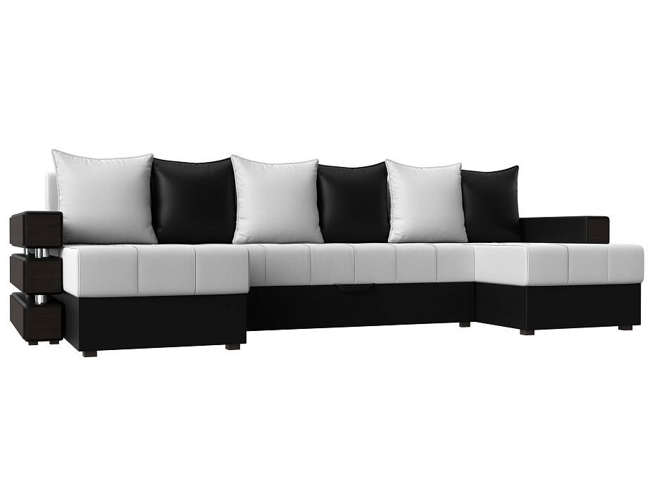 П-образный диван Венеция (белый\черный)